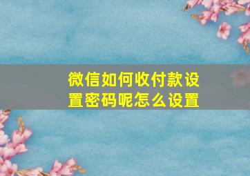 微信如何收付款设置密码呢怎么设置