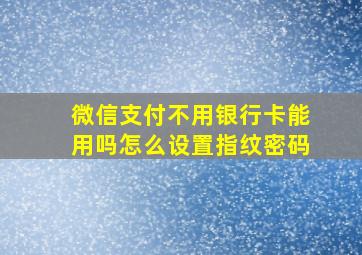 微信支付不用银行卡能用吗怎么设置指纹密码