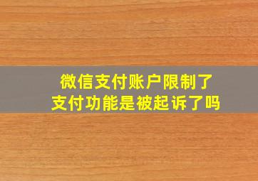 微信支付账户限制了支付功能是被起诉了吗