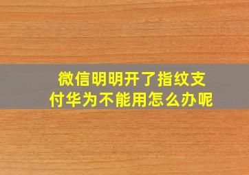 微信明明开了指纹支付华为不能用怎么办呢