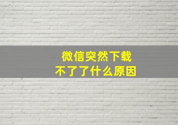 微信突然下载不了了什么原因