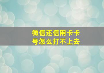 微信还信用卡卡号怎么打不上去