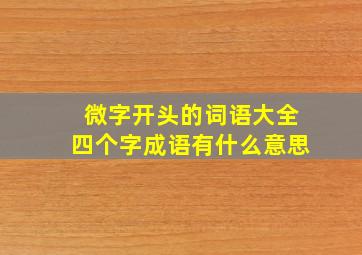 微字开头的词语大全四个字成语有什么意思