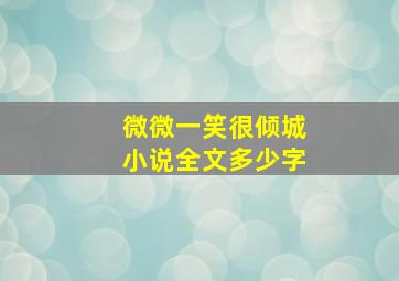 微微一笑很倾城小说全文多少字