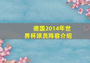 德国2014年世界杯球员阵容介绍