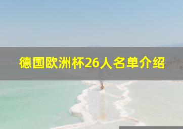 德国欧洲杯26人名单介绍