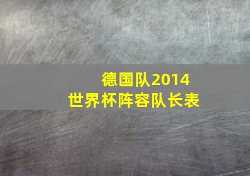 德国队2014世界杯阵容队长表