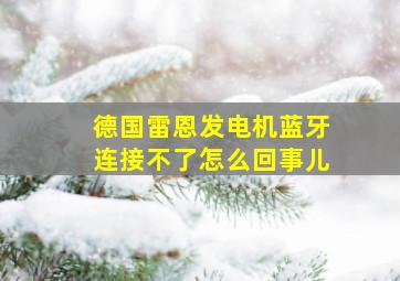 德国雷恩发电机蓝牙连接不了怎么回事儿