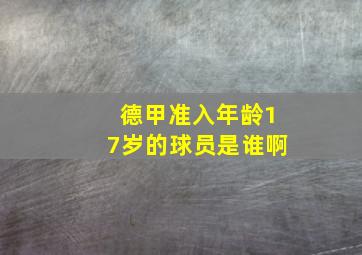 德甲准入年龄17岁的球员是谁啊