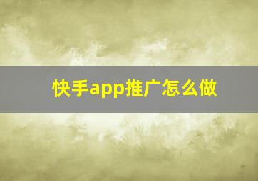 快手app推广怎么做