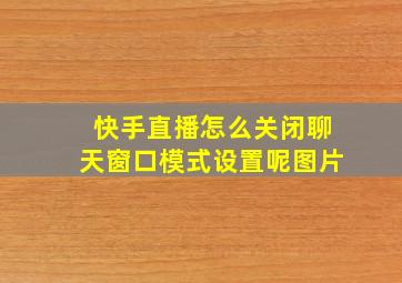 快手直播怎么关闭聊天窗口模式设置呢图片