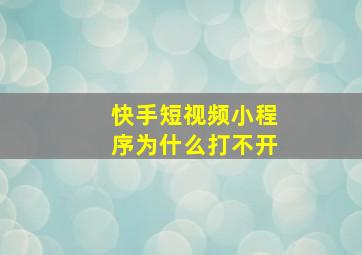 快手短视频小程序为什么打不开