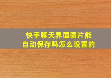 快手聊天界面图片能自动保存吗怎么设置的