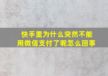 快手里为什么突然不能用微信支付了呢怎么回事