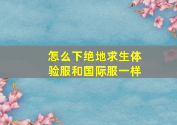 怎么下绝地求生体验服和国际服一样