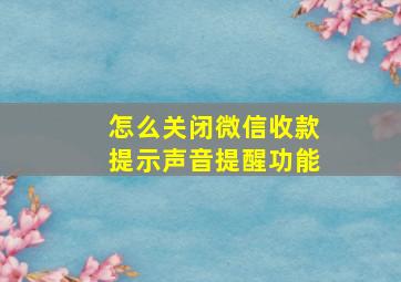 怎么关闭微信收款提示声音提醒功能