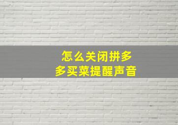 怎么关闭拼多多买菜提醒声音