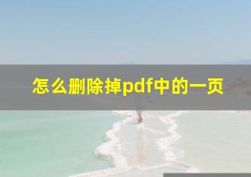 怎么删除掉pdf中的一页