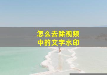 怎么去除视频中的文字水印