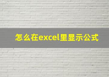 怎么在excel里显示公式