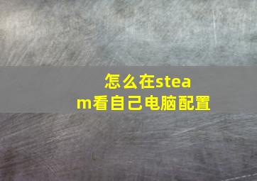 怎么在steam看自己电脑配置