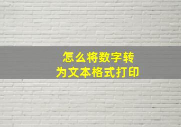 怎么将数字转为文本格式打印