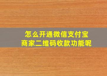 怎么开通微信支付宝商家二维码收款功能呢