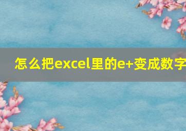 怎么把excel里的e+变成数字