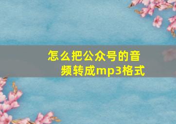 怎么把公众号的音频转成mp3格式