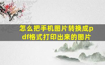 怎么把手机图片转换成pdf格式打印出来的图片