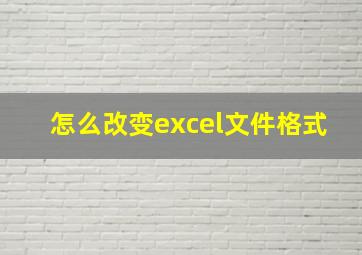 怎么改变excel文件格式