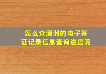 怎么查澳洲的电子签证记录信息查询进度呢