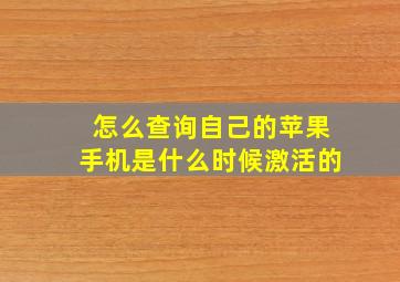 怎么查询自己的苹果手机是什么时候激活的