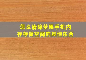 怎么清除苹果手机内存存储空间的其他东西