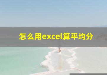 怎么用excel算平均分