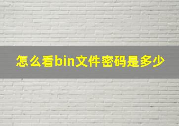 怎么看bin文件密码是多少