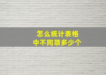 怎么统计表格中不同项多少个