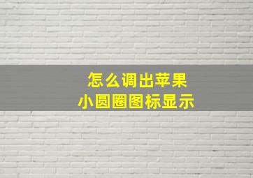 怎么调出苹果小圆圈图标显示