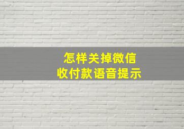 怎样关掉微信收付款语音提示