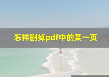 怎样删掉pdf中的某一页