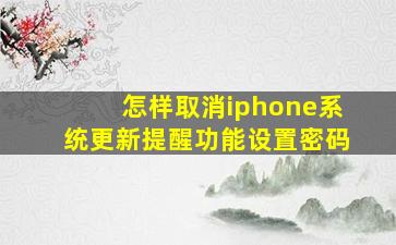 怎样取消iphone系统更新提醒功能设置密码