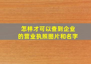 怎样才可以查到企业的营业执照图片和名字