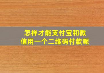 怎样才能支付宝和微信用一个二维码付款呢