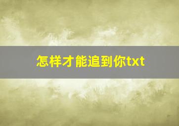 怎样才能追到你txt