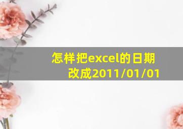 怎样把excel的日期改成2011/01/01