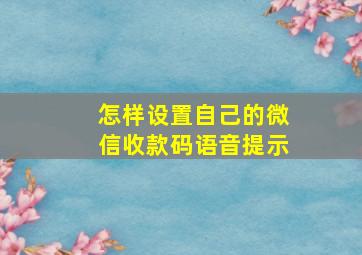 怎样设置自己的微信收款码语音提示