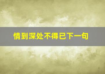 情到深处不得已下一句