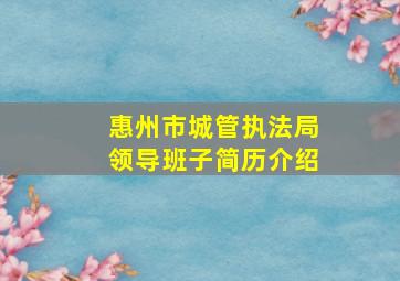 惠州市城管执法局领导班子简历介绍