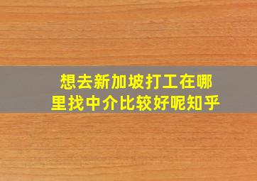 想去新加坡打工在哪里找中介比较好呢知乎