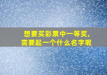 想要买彩票中一等奖,需要起一个什么名字呢